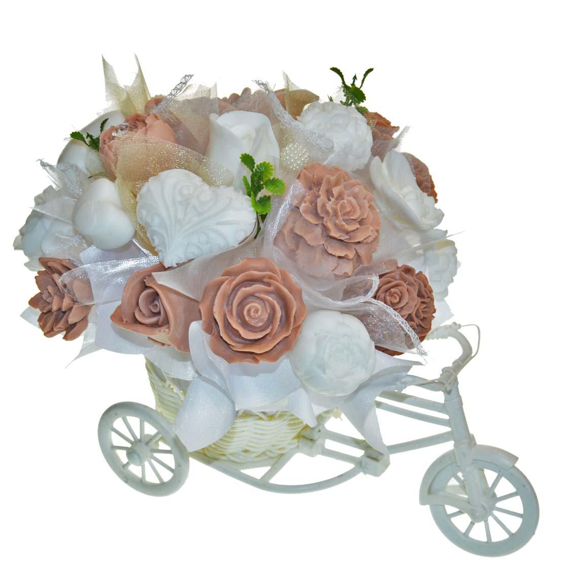 Mydlová Kytica bicykel - hnedo, biela